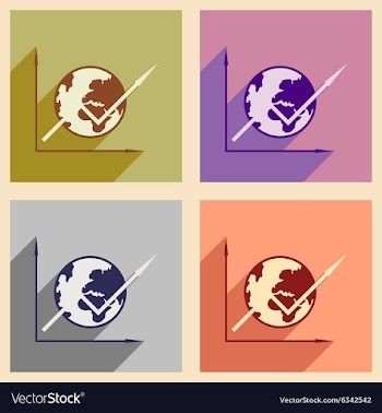 Modern flat icons collection with shadow vector image