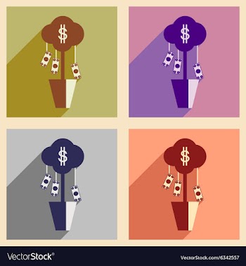 Modern flat icons collection with shadow vector image