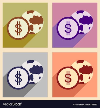 Modern flat icons collection with shadow vector image