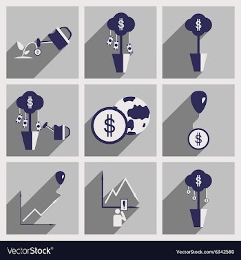 Modern flat icons collection with shadow vector image