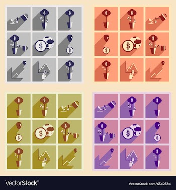 Modern flat icons collection with shadow vector image