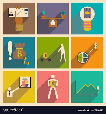 Modern flat icons collection with shadow vector image