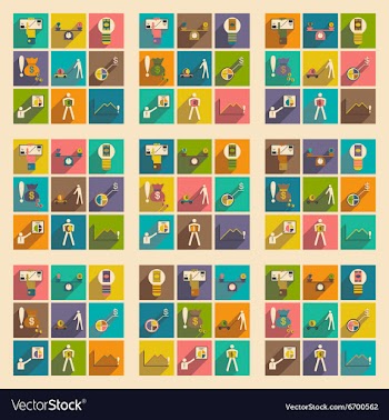 Modern flat icons collection with shadow vector image