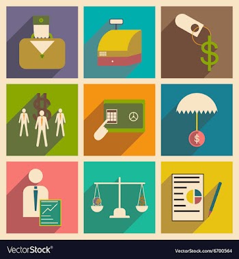 Modern flat icons collection with shadow vector image