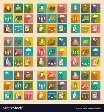 Modern flat icons collection with shadow vector image