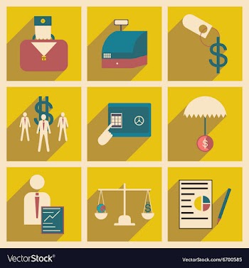 Modern flat icons collection with shadow vector image