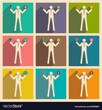 Modern flat icons collection with shadow vector image