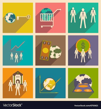Modern flat icons collection with shadow vector image