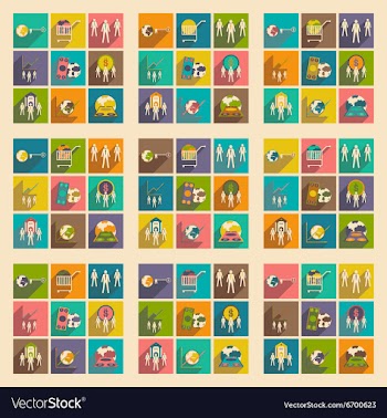 Modern flat icons collection with shadow vector image