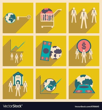 Modern flat icons collection with shadow vector image