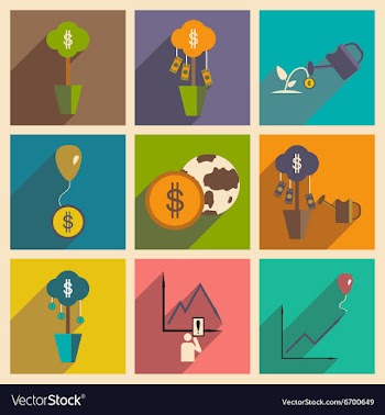 Modern flat icons collection with shadow vector image