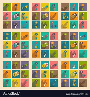 Modern flat icons collection with shadow vector image
