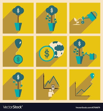 Modern flat icons collection with shadow vector image