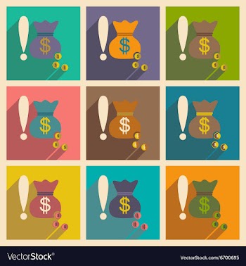 Modern flat icons collection with shadow vector image