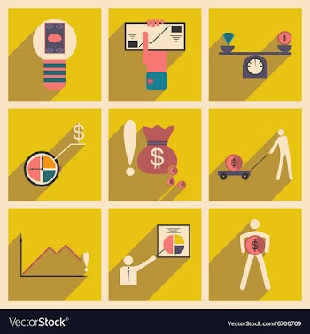Modern flat icons collection with shadow vector image