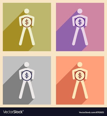 Modern flat icons collection with shadow vector image