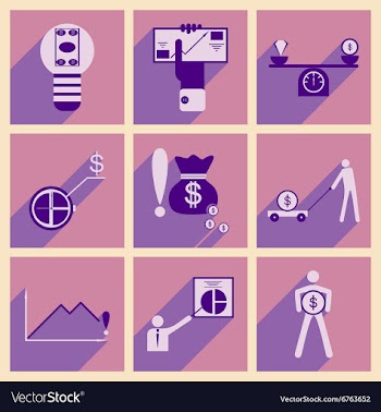 Modern flat icons collection with shadow vector image