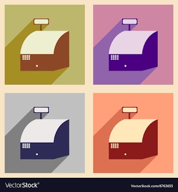 Modern flat icons collection with shadow vector image