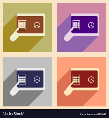 Modern flat icons collection with shadow vector image