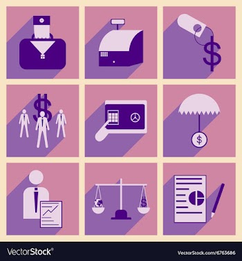 Modern flat icons collection with shadow vector image