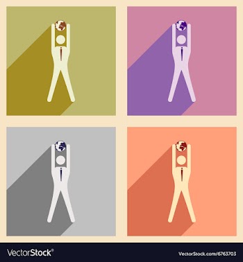 Modern flat icons collection with shadow vector image