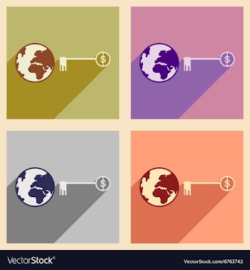 Modern flat icons collection with shadow vector image