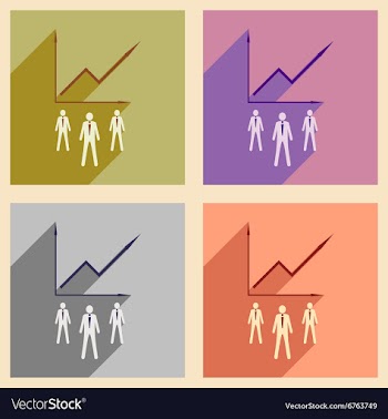 Modern flat icons collection with shadow vector image