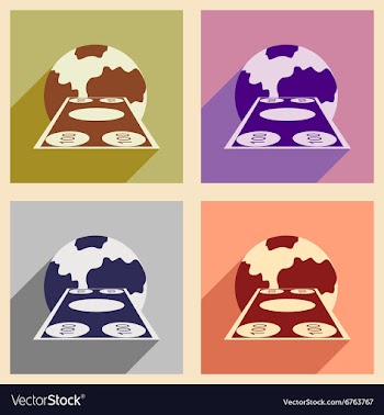 Modern flat icons collection with shadow vector image