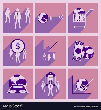 Modern flat icons collection with shadow vector image