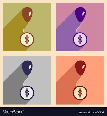 Modern flat icons collection with shadow vector image