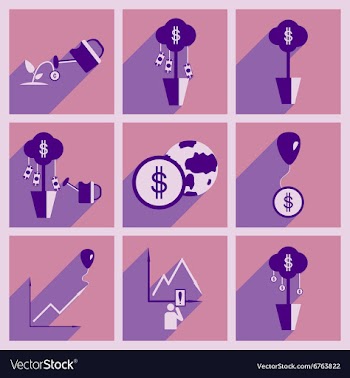 Modern flat icons collection with shadow vector image