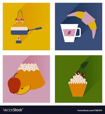 Modern flat icons collection with shadow vector image