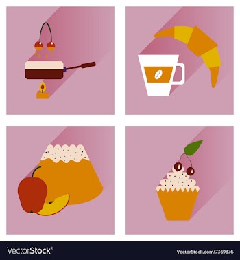 Modern flat icons collection with shadow vector image