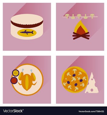 Modern flat icons collection with shadow vector image