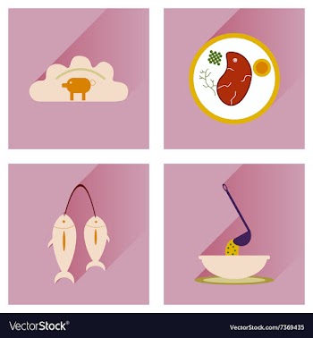 Modern flat icons collection with shadow vector image
