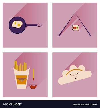 Modern flat icons collection with shadow vector image