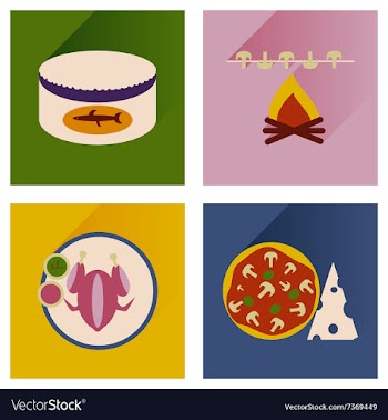 Modern flat icons collection with shadow vector image