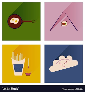 Modern flat icons collection with shadow vector image