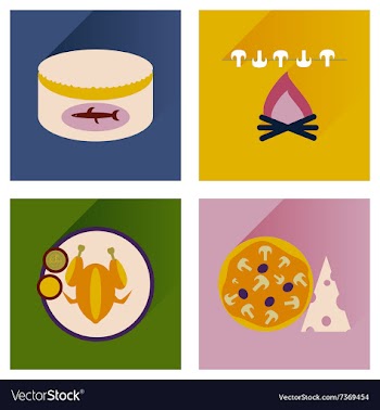 Modern flat icons collection with shadow vector image