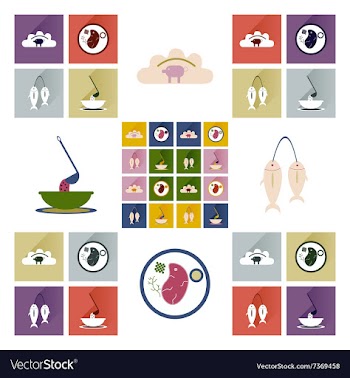 Modern flat icons collection with shadow vector image