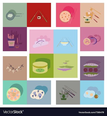 Modern flat icons collection with shadow vector image