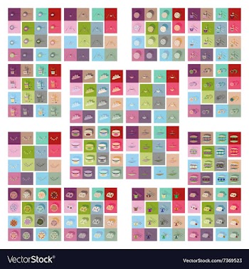 Modern flat icons collection with shadow vector image