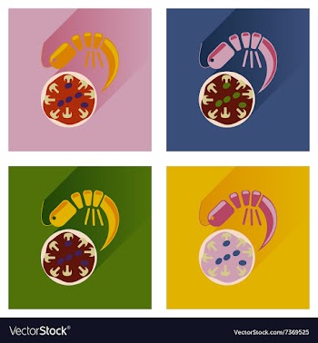 Modern flat icons collection with shadow vector image