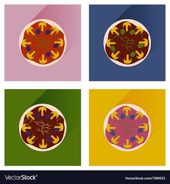 Modern flat icons collection with shadow vector image