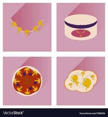 Modern flat icons collection with shadow vector image