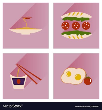 Modern flat icons collection with shadow vector image