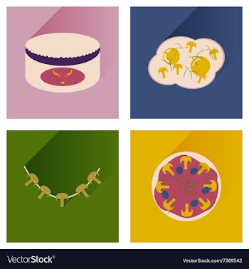 Modern flat icons collection with shadow vector image