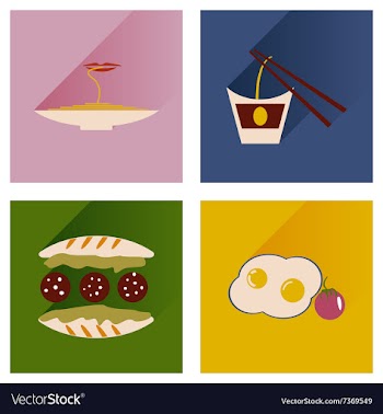 Modern flat icons collection with shadow vector image