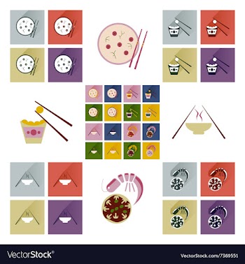 Modern flat icons collection with shadow vector image
