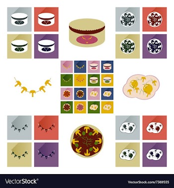 Modern flat icons collection with shadow vector image